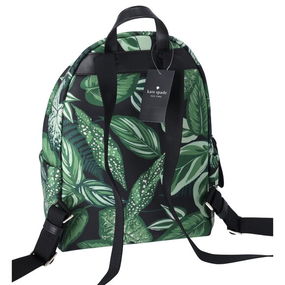 Kate Spade Chelsea Green Fern Foliage Leaves Print Nylon Backpack KH414 - Picture 4 of 5